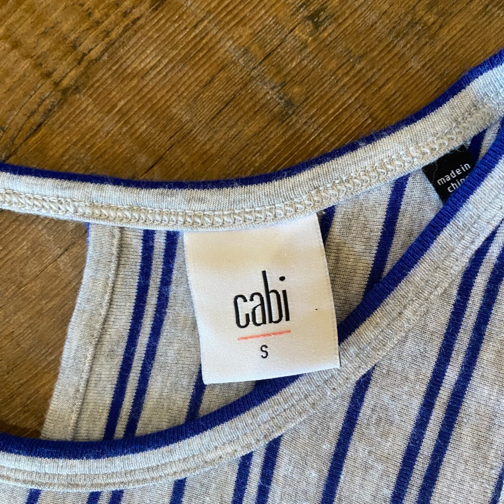 Cabi Ticker Tee, Size Small, Gray/Royal Blue - Picture 10 of 14